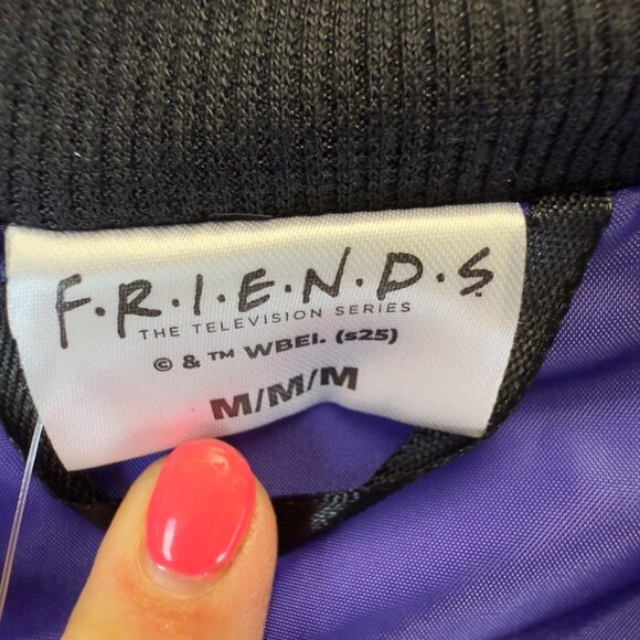 NWT FRIENDS Men’s Medium Purple ‘Central Perk’ Bomber Outerwear Jacket Joey - Picture 4 of 15